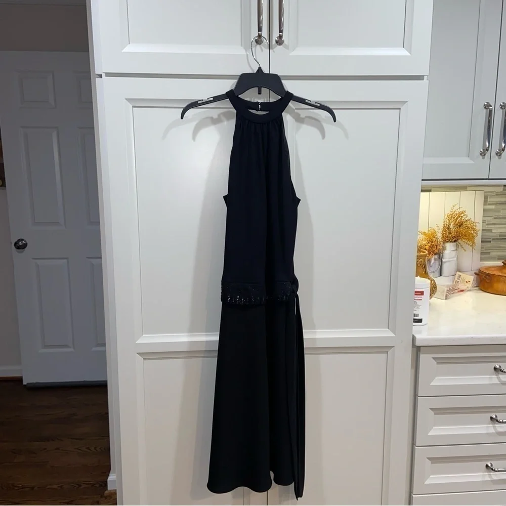Jones New York Black Dress with beaded waist that ties Size 4